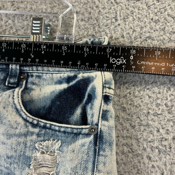 VTG Seventeen Jean Shorts Sz 11 Patriotic Distressed Cut Off Denim Blue Striped - Picture 6 of 12